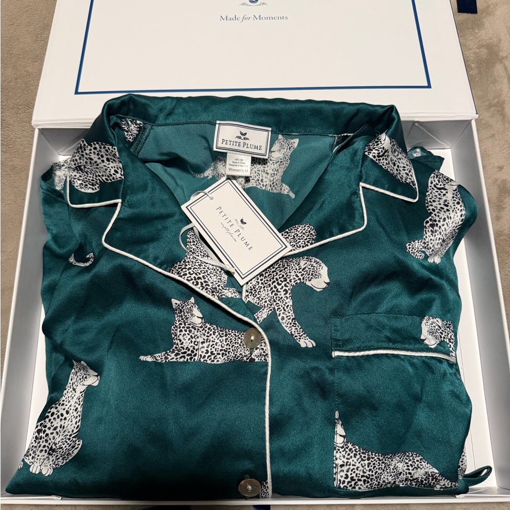 Petite Plume Green Silk Pajama Set